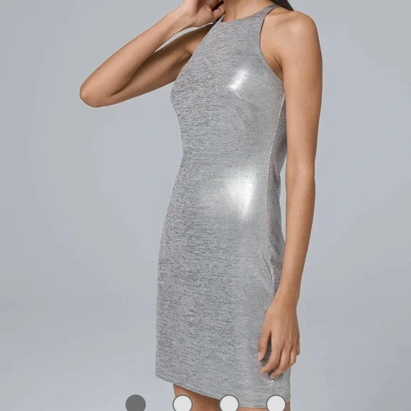 White House Black Market | Dresses | Nwt Silver Metallic Halter Dress |  Poshmark
